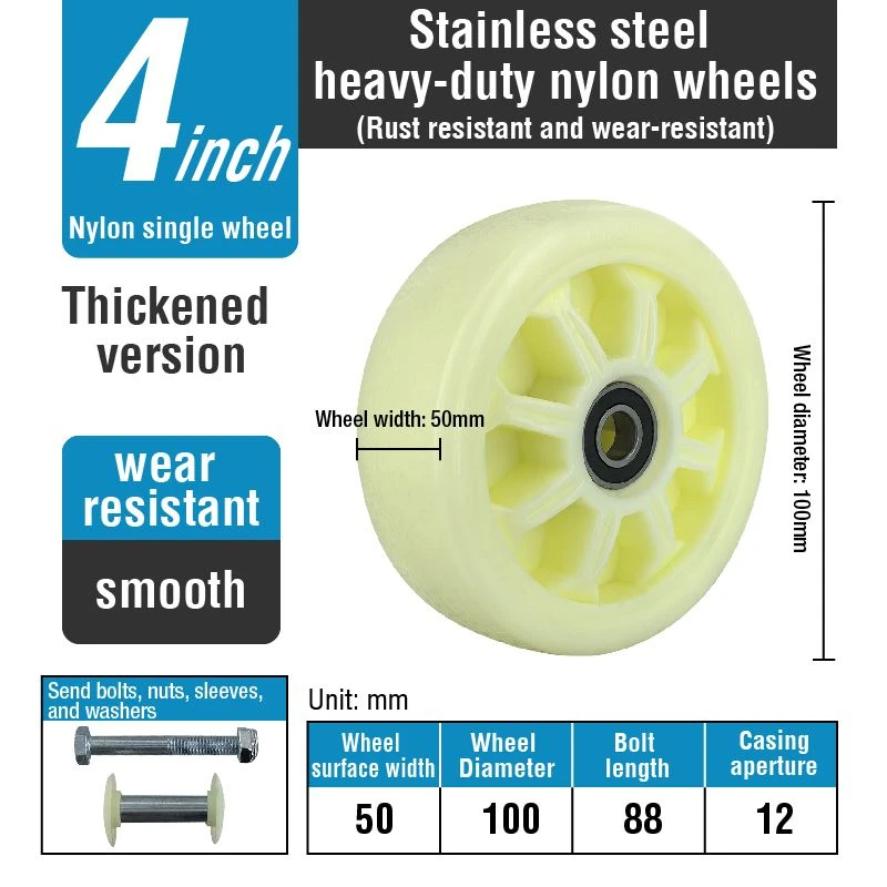 Zanglamaydigan po'latdan yasalgan nylon Casters 4 5 6 8 dyuym